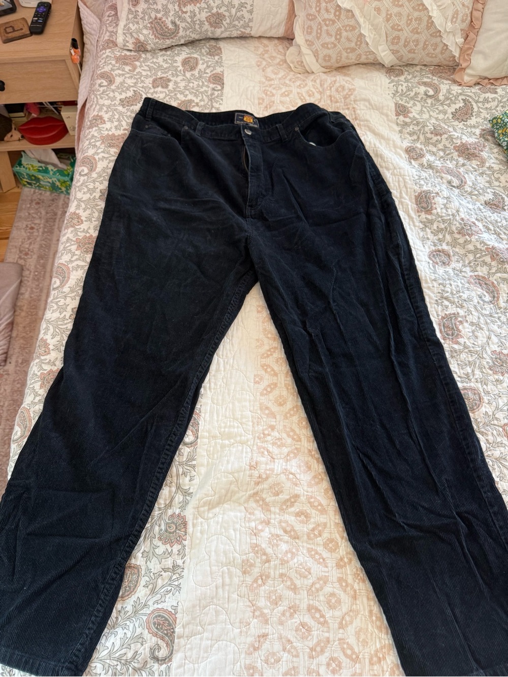 Vintage Black Corduroy Pants - Classic Straight Fit
